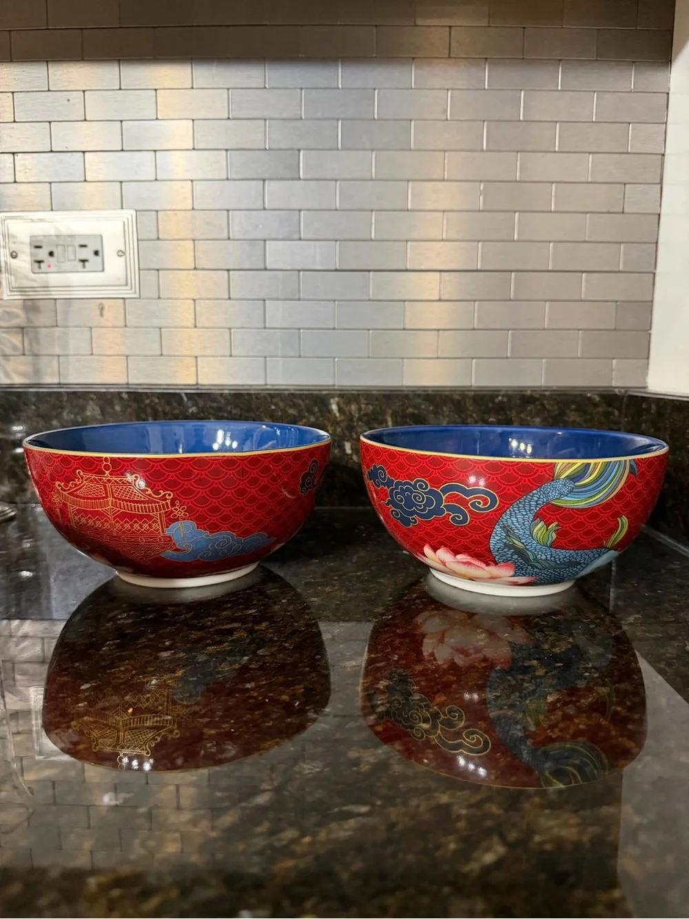 Williams Sonoma Lunar New Year Porcelain Noodle Bowl | 7” Gold Rim